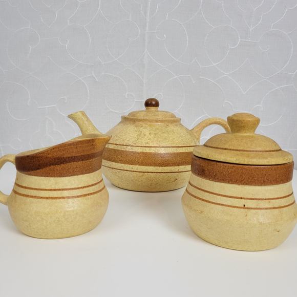 Kitchen Set One Size Brown Natural Terracotta Earthen Teapot, Creamer, Sugar - Picture 11 of 12